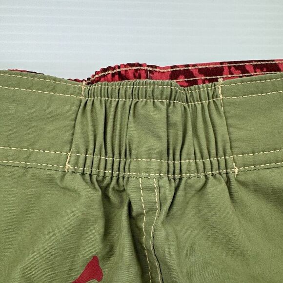 VTG Tommy Hilfiger XL Swim Trunks Green Red Floral Y2K Board Shorts Mesh - Picture 8 of 12